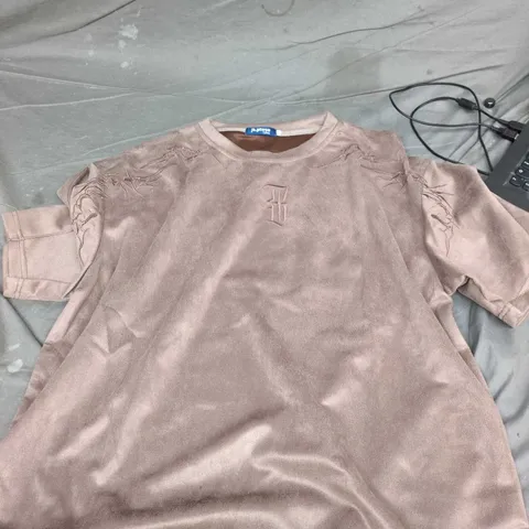 BROWN VELVET EMBROIDERED TUNIC SHIRT – SIZE L