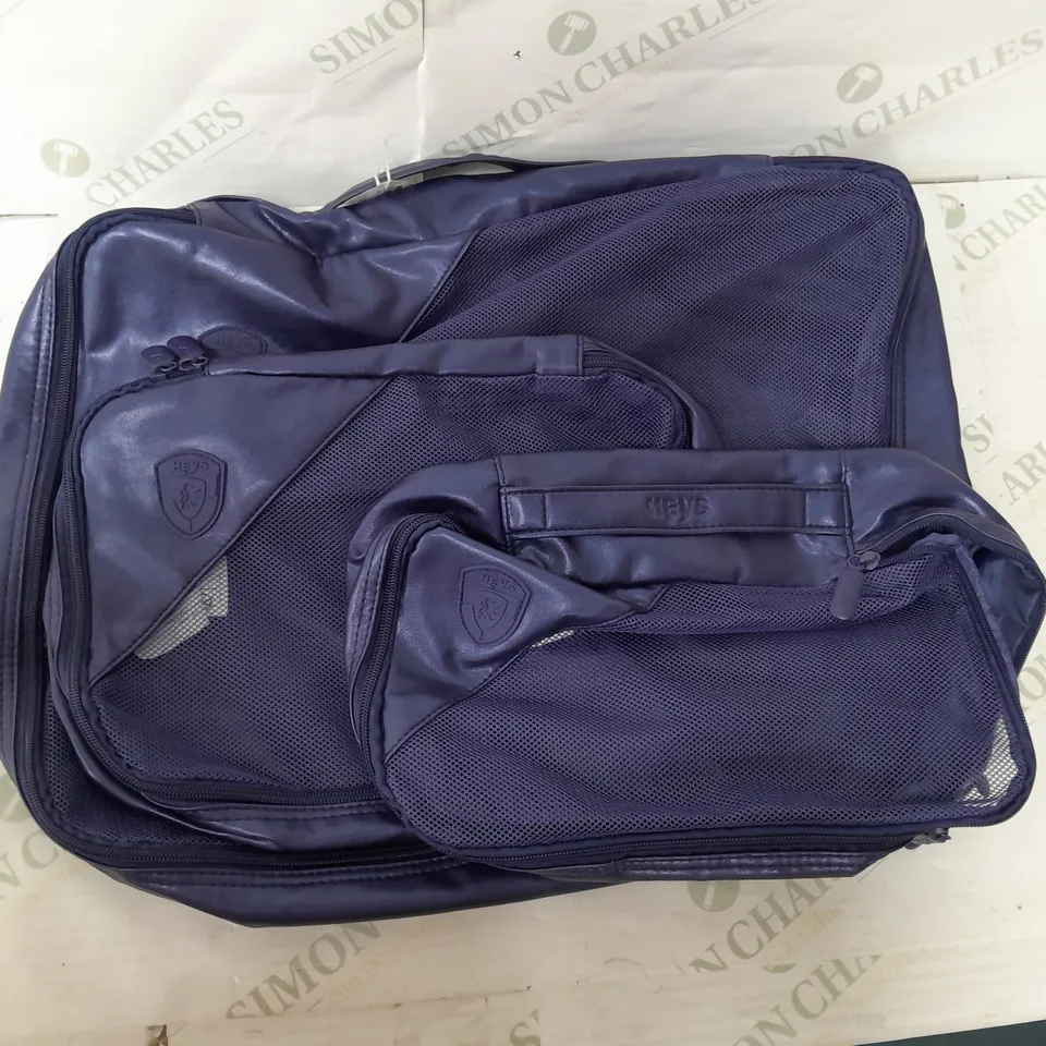 HEYS SET OF 3 MESH FRONT BAGS IN METALLIC BLUE