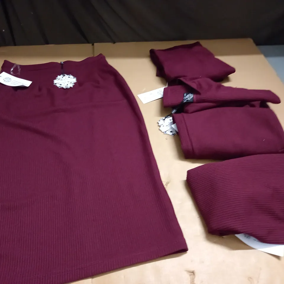 LOT OF 5 HEARTS AND ROSES BURGHUNDY SKIRTS - VARIOUS SIZES