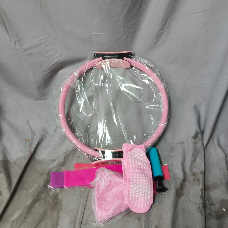 PINK PILATES RING WITH YOGA SPORTS SOCKS AND ACCESSORIES 