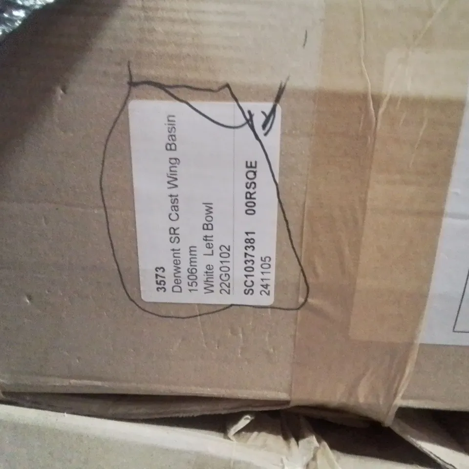 PALLET OF ASSORTED BATHROOM PRODUCTS TO INCLUDE;ORANI CAST BASIN,DERWENT SR CAST,VANITY CARCASS WH 2 DRAW