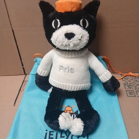JELLYCAT JACK CAT PLUSH – BLACK & WHITE WITH LONDON TAG (JELLYCAT LONDON)