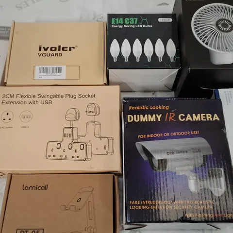 LOT OF 14 ASSORTED ITEMS TO INCLUDE DUMMY IR CAMERAS, DISNEY ARISTOCRATS LAMP AND USB FAN