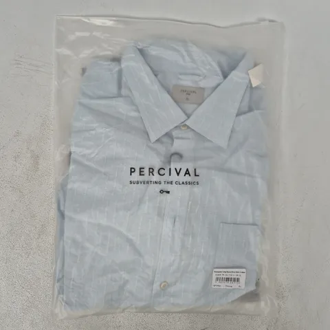 BAGGED PERCIVAL SEERSUCKER LONG SLEEVE BOXY SHIRT IN LIGHT BLUE SIZE XL