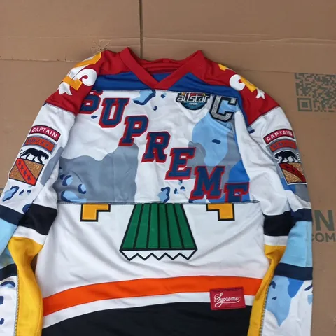 SUPREME LONG SLEEVE JUMPER IN MULTICOLOUR SIZE MEDIUM