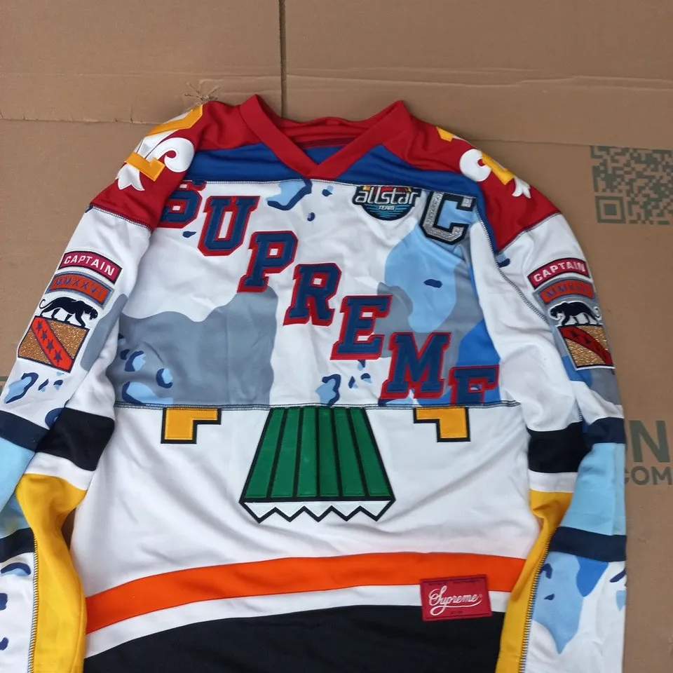 SUPREME LONG SLEEVE JUMPER IN MULTICOLOUR SIZE MEDIUM