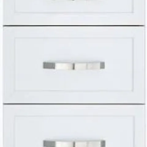 BOXED CAMBERLEY 3 DRAWER GRADUATED BEDSIDE CHEST - WHITE (1 BOX) - COLLECTION ONLY