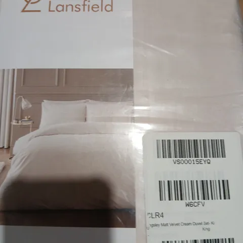 CATHERINE LANSFIELD SIGNATURE COLLECTION MATT VELVET CREAM DUVET SET KING SIZE