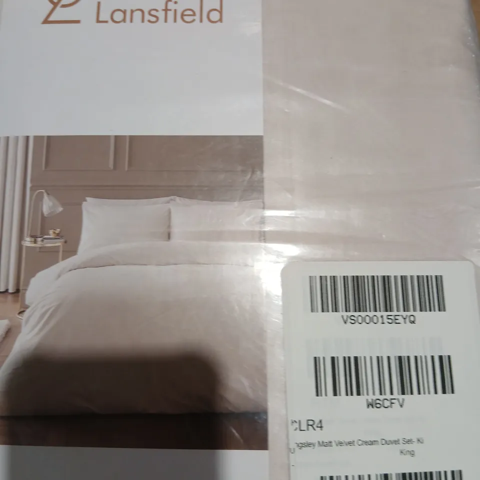 CATHERINE LANSFIELD SIGNATURE COLLECTION MATT VELVET CREAM DUVET SET KING SIZE