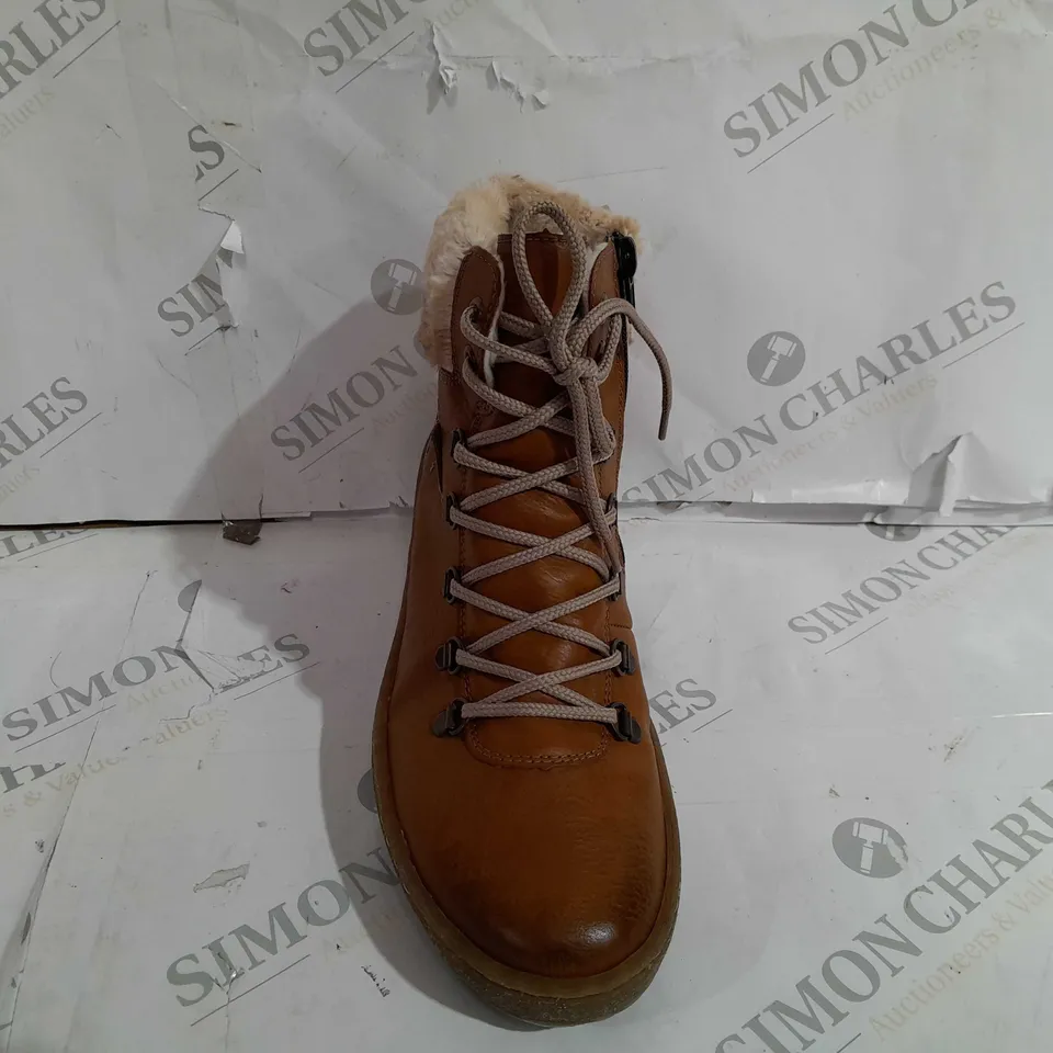 PAIR OF RIEKER LACE UP ANKLE BOOTS - TAN - UK SIZE 6