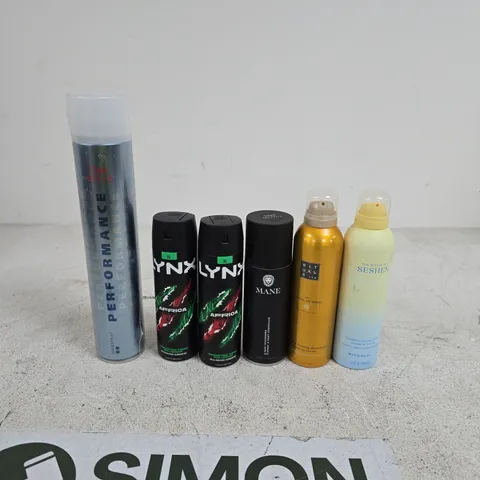 TOTE OF APPROXIMATELY 15 ASSORTED AEROSOL PRODUCTS TO INCLUDE LYNX, MANE, RITUALS..., WELLA PROFESSIONALS ETC