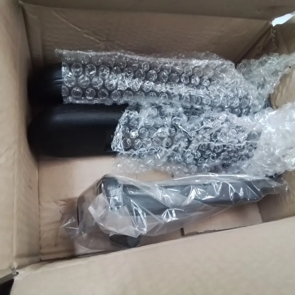 PALLET OF ASSORTED DISPENCERS, BATTERY & CHARGER, BOXED ADJUSTABLE CHAIR ARMS BLACK,