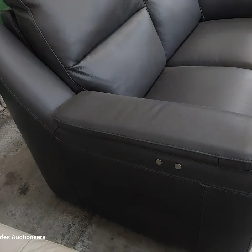 QUALITY ITALIAN DESIGNER POWER RECLINING TWO SEATER SOFA GREY LEATHER