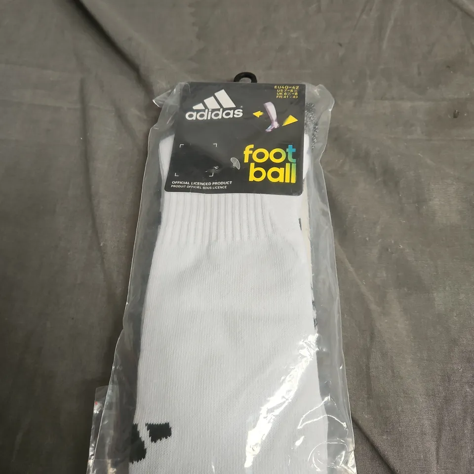 ADIDAS FOOTBALL SOCKS – WHITE, SEALED IN ORIGINAL PACKAGING SIZE 6.5-8