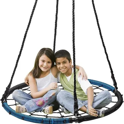 BOXED DISPLAY4TOP OUTDOOR SWING, GIANT 40" ROUND WEB TREE NET SWING SWING SET ANCHORS HANGING ROPES 400 LBS CAPACITY