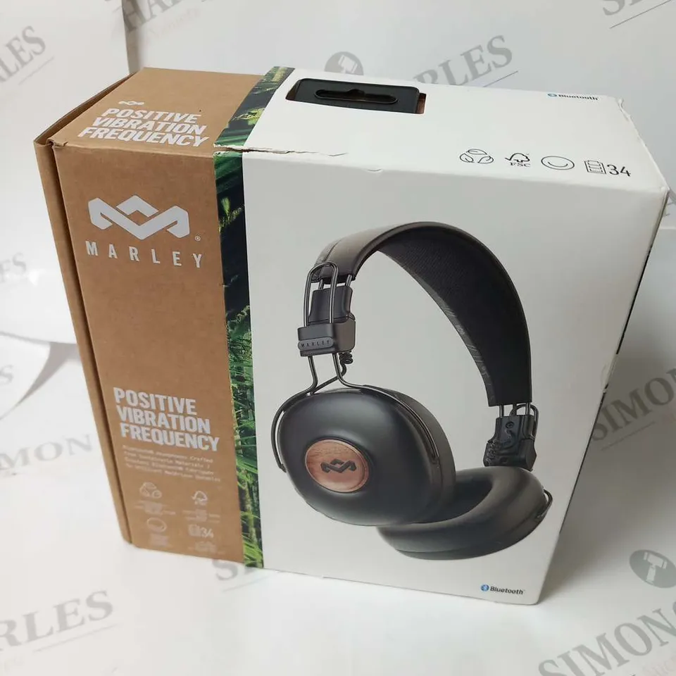 BOXED HOUSE OF MARLEY POSITIVE VIBRATION FREQUENCY BLUETOOTH HEADPHONES