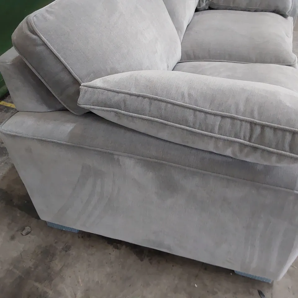 QUALITY BRITISH MADE LOUNGE Co TWO SEATER SOFA WITH BOLSTER CUSHIONS GREY PLUSH FABRIC 