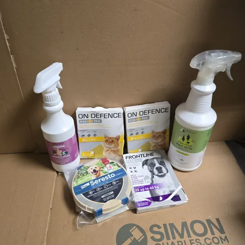 APPROXIMATELY 20 ASSORTED PET CARE PRODUCTS TO INCLUDE INSECT & MITE SPRAY, ON DEFENCE, SERESTO FLEA CONTROL, ETC 