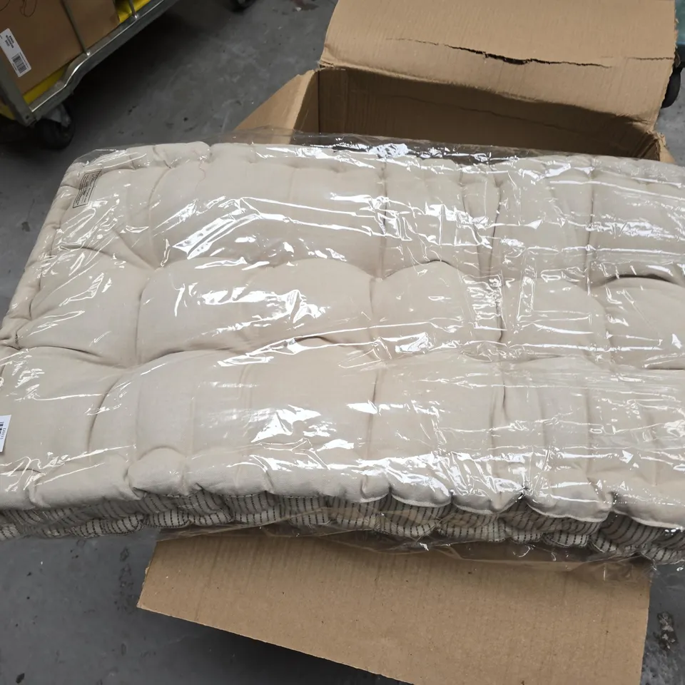 LOT OF 3 BAGGED DIBOR PADDED CHAIR CUSHIONS - EACH APPROX. 110 X 45CM