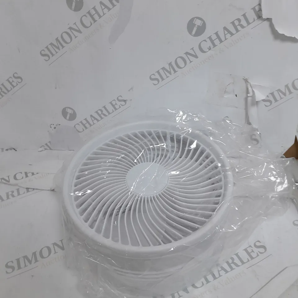 BOXED BELL & HOWELL RECHARGEABLE EXTENDABLE DESK & FLOOR FAN, WHITE