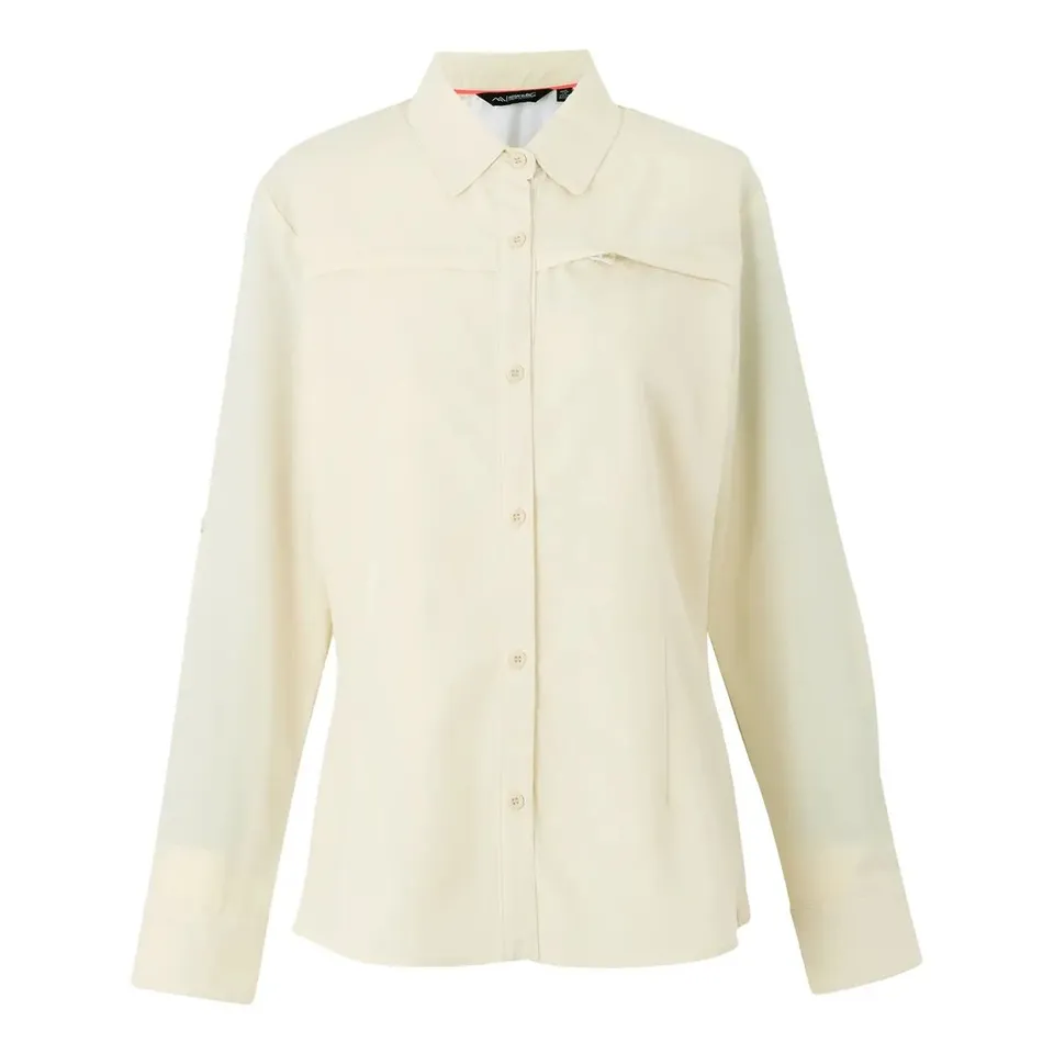 BRAND NEW REGATTA WOMEN'S LONG SLEEVE SHIRT TRAVEL PACKAWAY LIGHT VANILLA SOLID UK 10