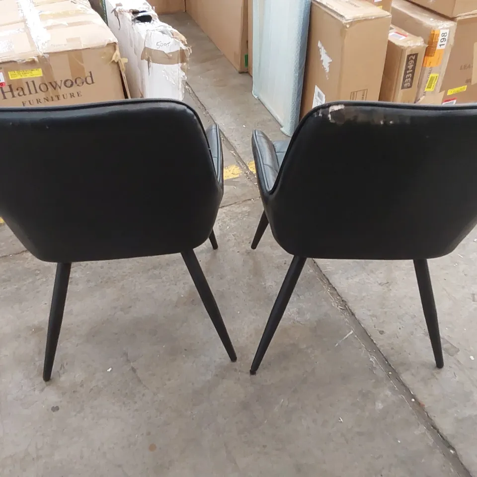 SET OF 2 FAUX LEATHER DINING CHAIRS - BLACK