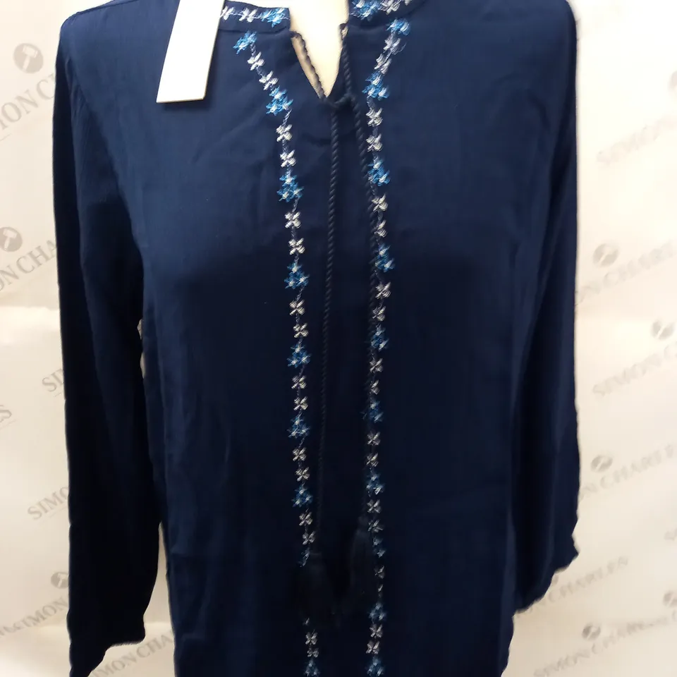 MASON DE NIMES NAVY TASSLE BLOUSE - S
