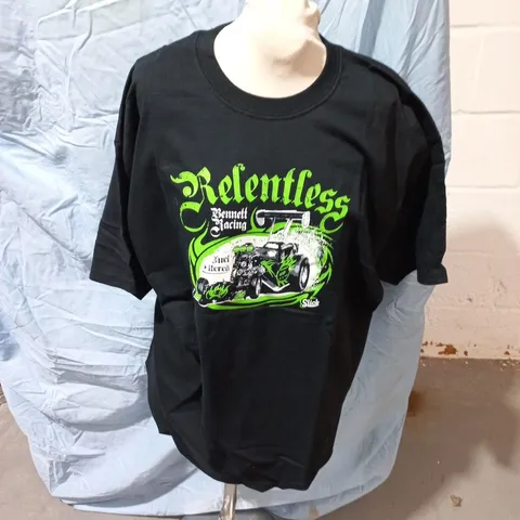 SLICK ATTIRE T-SHIRT – RELENTLESS RACING GRAPHIC, BLACK, XL