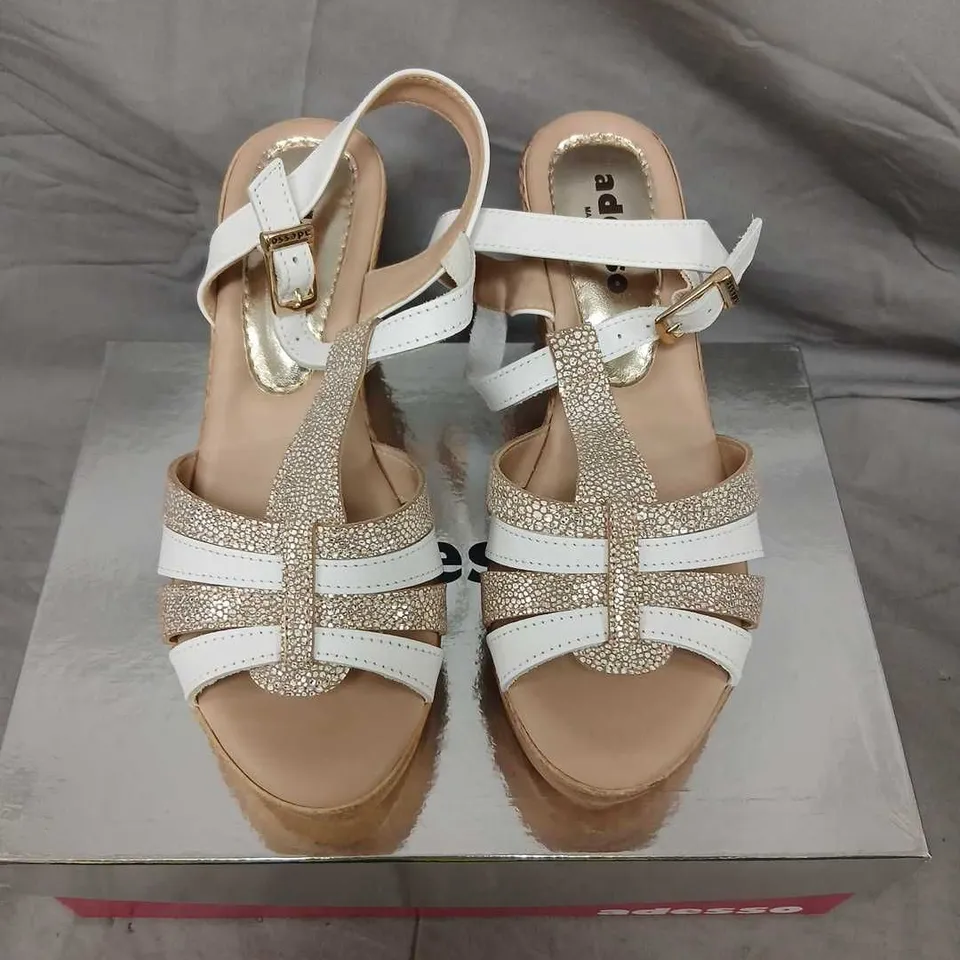 ADESSO SOPHIE WHITE/BEIGE WEDGE SANDALS – UK 4 (EU 37) – ADESSO