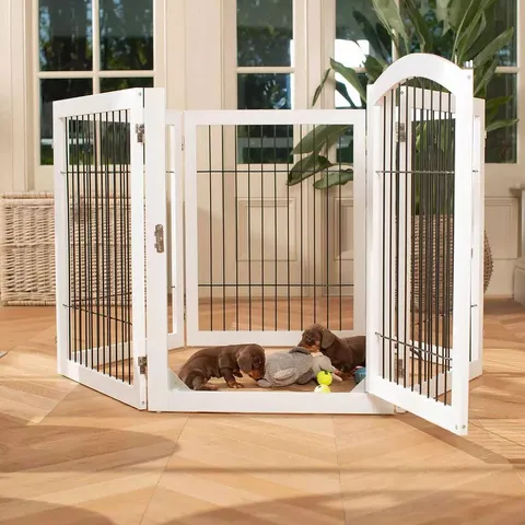 BOXED LORDS AND LABRADORS WHITE WOODEN PUPPY PLAY PEN