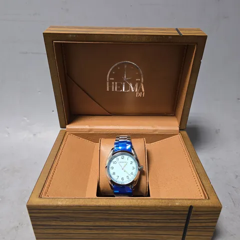 BOXED HELMA DH LIGHT BLUE DIAL WATCH 