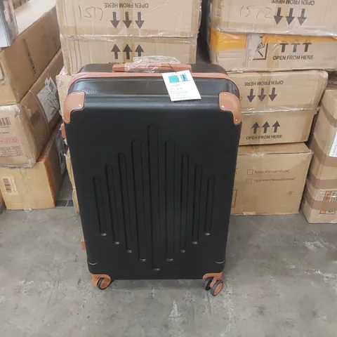 BOXED HARDSHELL SUITCASE SET - BLACK/BROWN