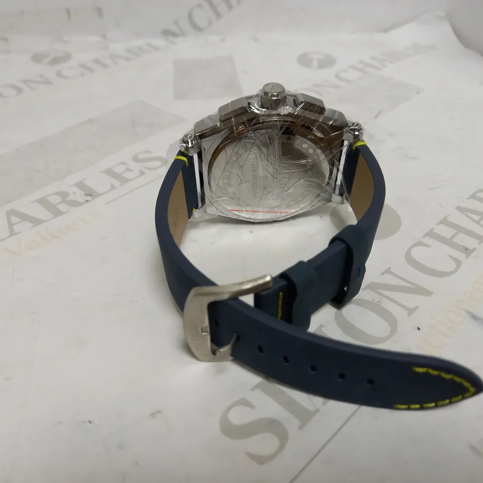 LATOR CALIBRE BLUE & YELLOW DIAL RUBBER STRAP WRISTWATCH RRP £500