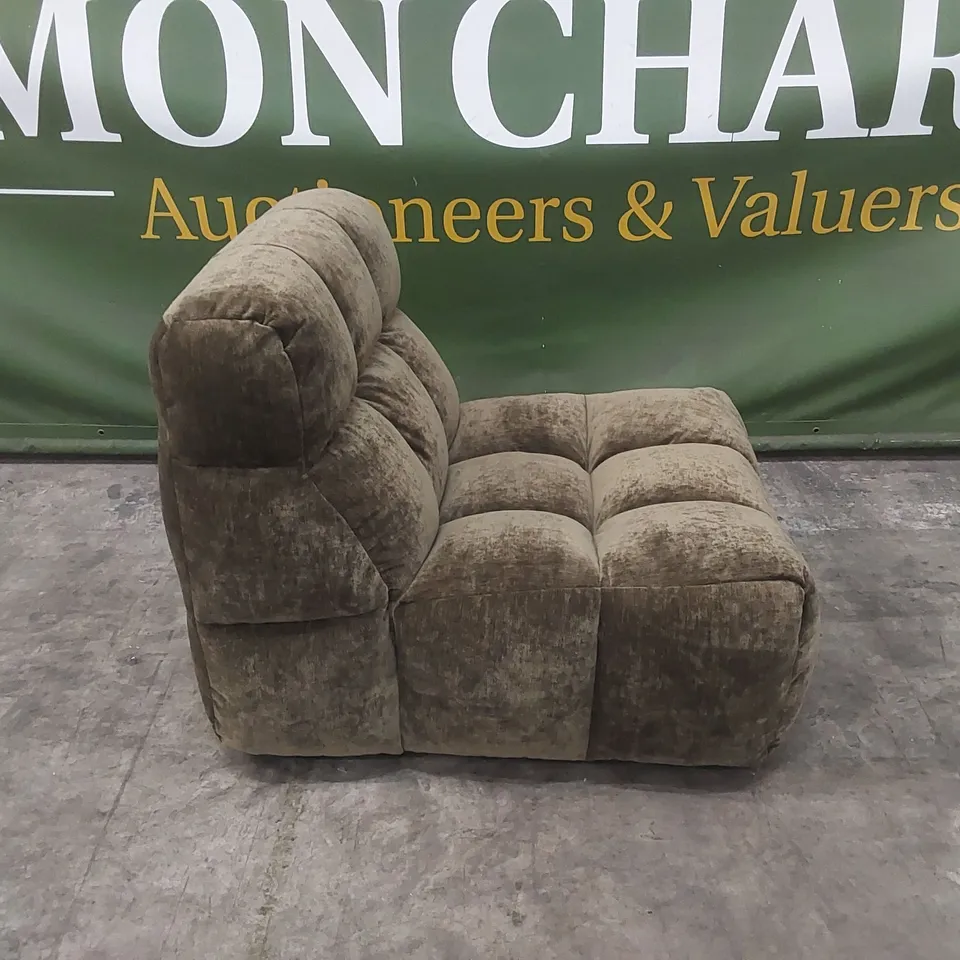 QUALITY DESIGNER JACQUES PUFFED ROBA FABRIC SWIVEL CHAIR - KHAKI GREEN