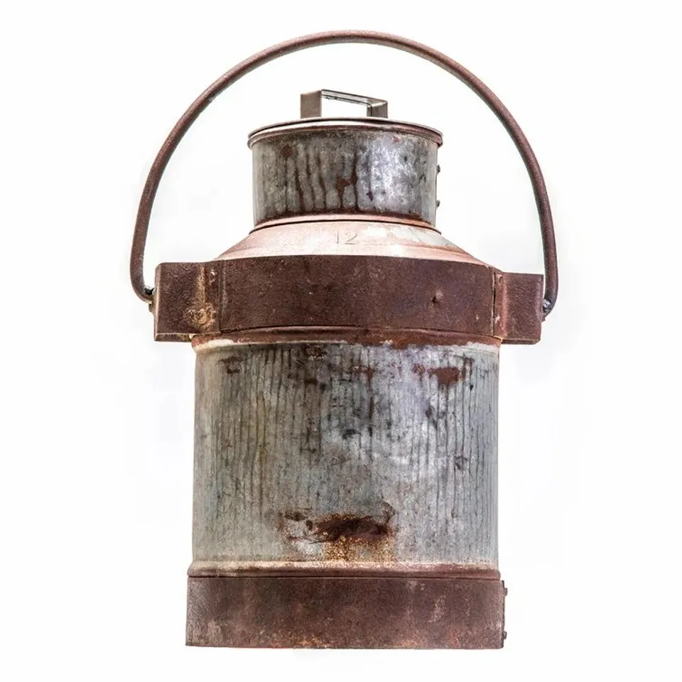 BOXED RECYCLE MILK CAN TABLETOP CLOCK