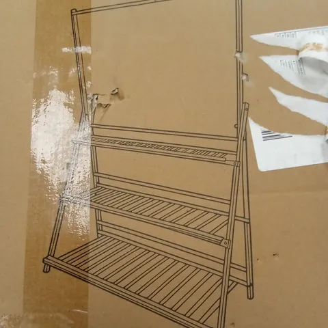 BOXED NEO 3 TIER FOLDABLE BAMBOO PLANT STAND WITH HANGING HOOK