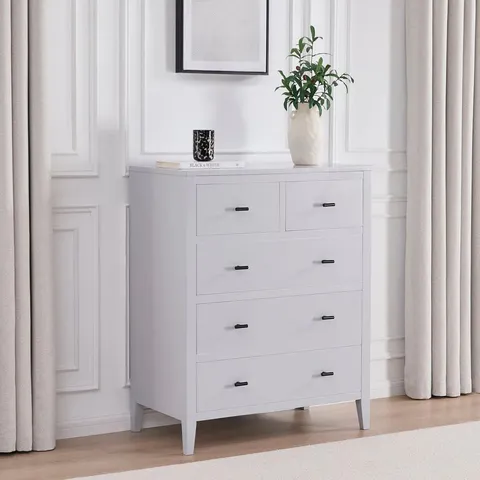 BOXED POPPY TALL CHEST, BRUSHED BLACK HANDLE - GREY (1 BOX)