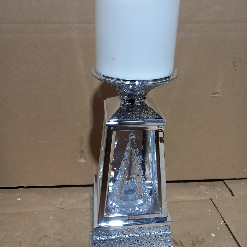 JULIEN MACDONALD FLAMELESS SWIRLING GLITTER CHRISTMAS TREE CANDLE HOLDER