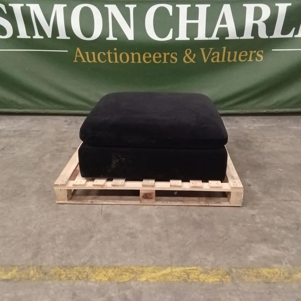 QUALITY DESIGNER ASHER BLACK VELVET FOOTSTOOL