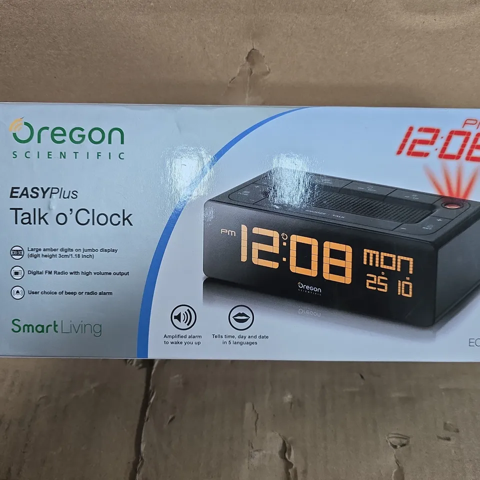 OREGON SCIENTIFIC EASYPLUS TALK O'CLOCK EC101 DIGITAL ALARM CLOCK – BOXED