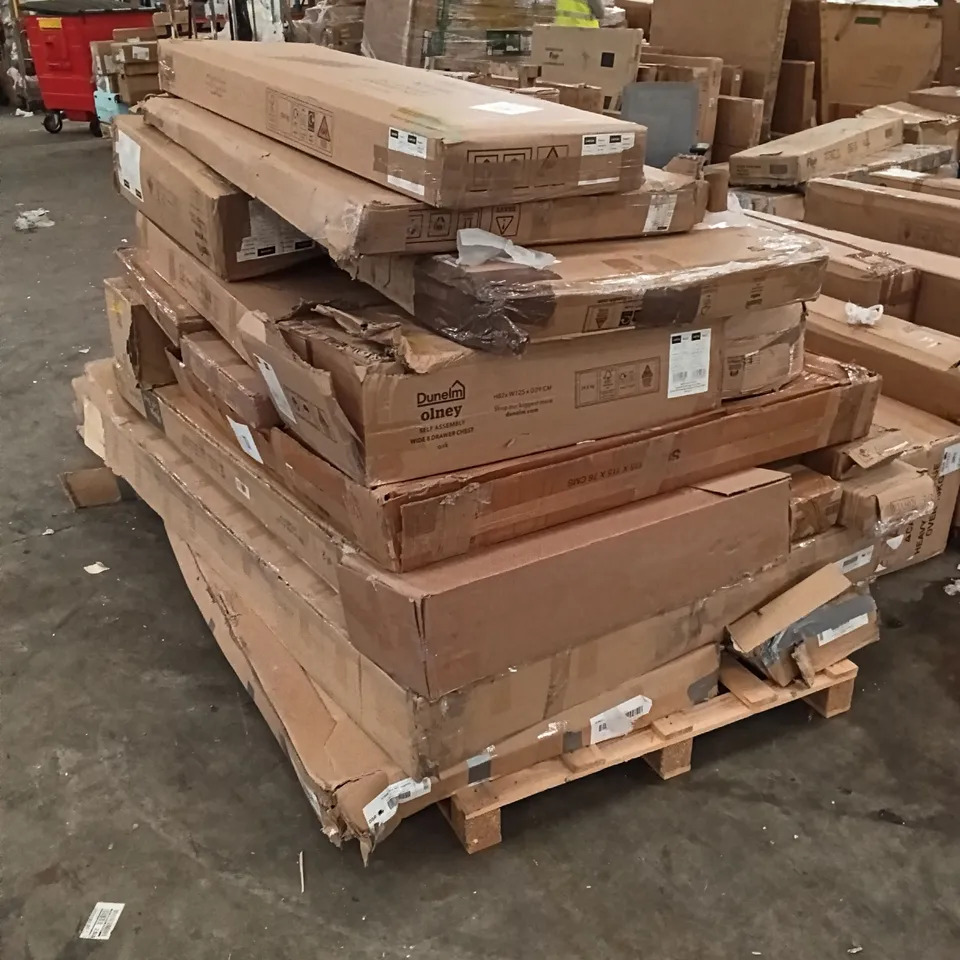 PALLET OF ASSORTED, INCOMPLETE FURNITURE PARTS AND PIECES