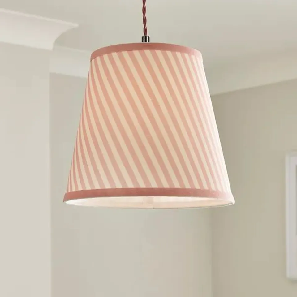BOXED COUNTRY STRIPE TAPERED LAMP SHADE - PINK