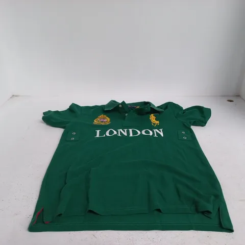 POLO RALPH LAUREN CUSTOM SLIM FIT POLO SHIRT β GREEN WITH LONDON CREST MEDIUM