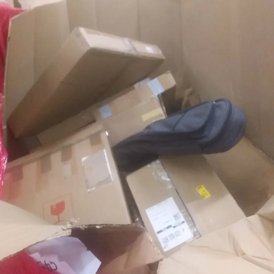 PALLET OF ASSORTED HOUSEHOLD PRODUCTS AND ITEMS, INCLUDING; GUITAR BAG BOXED FURNITURE ETC