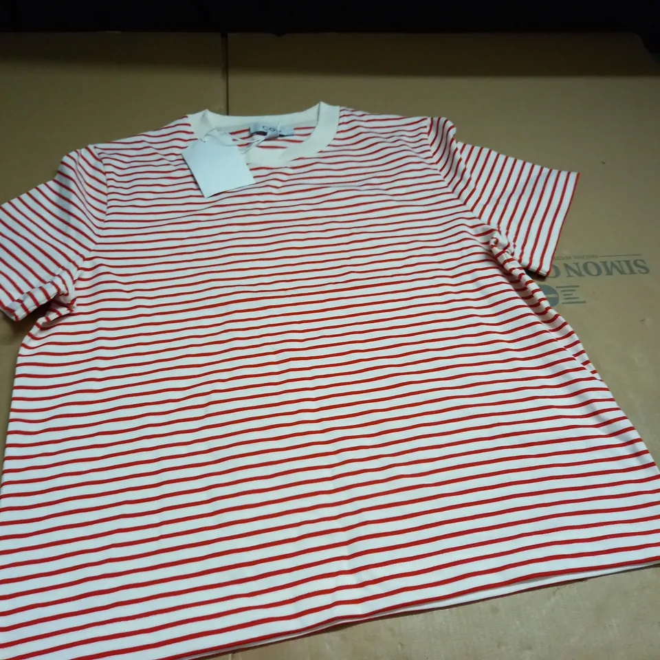 COS RED/WHITE STRIPE T-SHIRT - EUR M