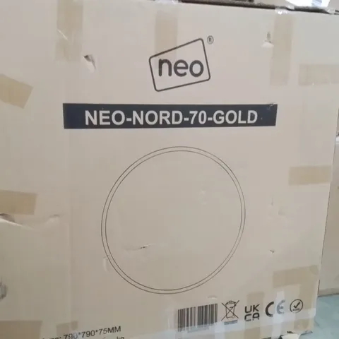 BOXED NEO 70CM GOLD ROUND METAL FRAME WALL MIRROR (1 BOX)