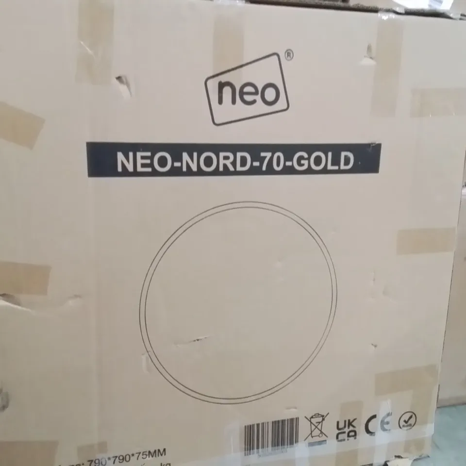 BOXED NEO 70CM GOLD ROUND METAL FRAME WALL MIRROR (1 BOX)