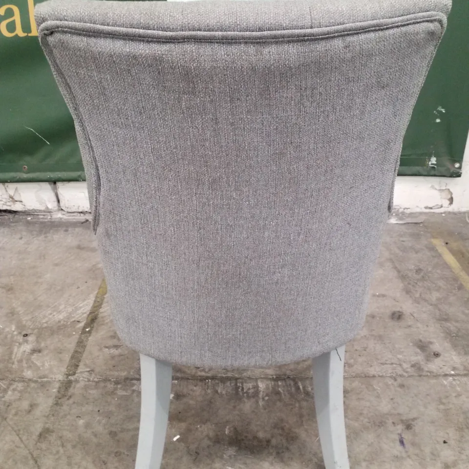 DUKE SLATE FABRIC BUTTON BACK DINING CHAIRS (GREY OAK LEG)