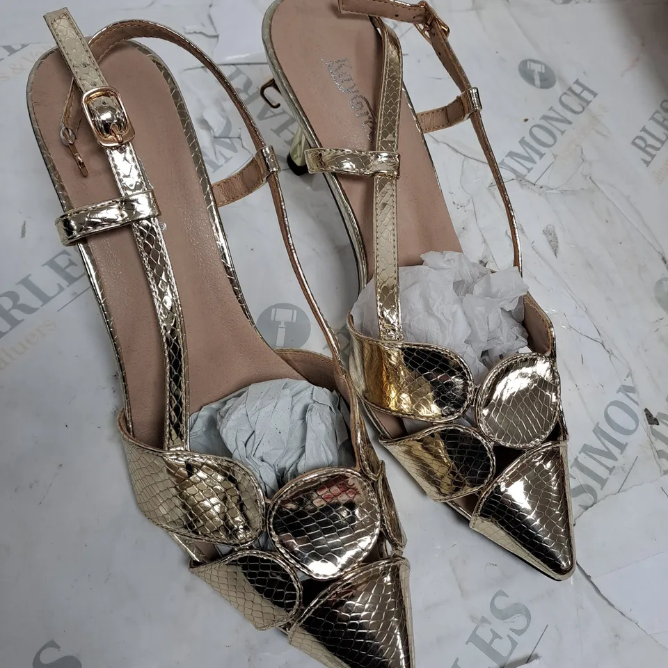 BOXED KAYGREEN GOLD HEELS UK SIZE 6.5