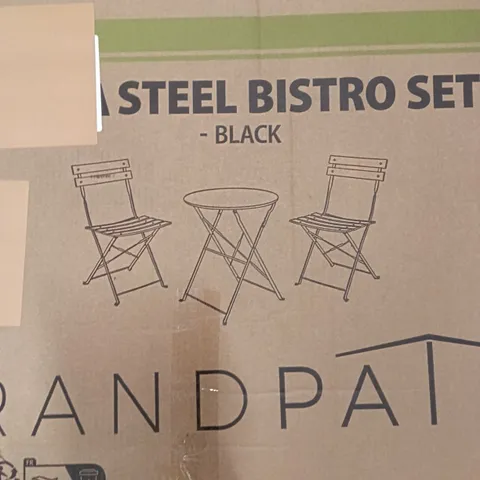 BOXED GARDEN PATIO STEEL BISTRO SET - BLACK 